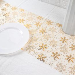 Christmas Decorations Snowflake Xmas Tree Glitter Metallic Gold Foil Table Runner Roll Noel Year Home 2024