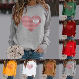 Gym Clothing Women's Fashionable Round Neck Casual Valentine's Day Love Print Long Knit T Shirt Ladies Sweat Fitted Sweatshirts Women