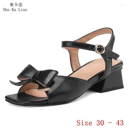 Dress Shoes Women Low Med Heels Gladiator Sandals 3.5 CM Heel Woman Small Plus Size 30 - 43