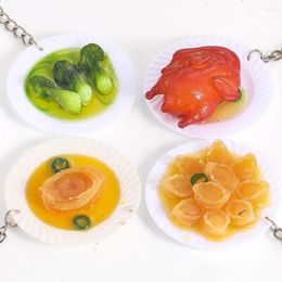 Keychains Simulation Food Key Chains Grilled Chicken Bok Choy Abalone Keychain Car Ring Backpack Mini Charm Fun Jewelry Gifts