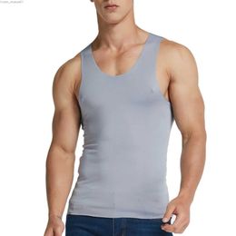 Men's Tank Tops Men Ice Silk Seamless Vest Tank Tops Underwear Slim Fit Undershirt Shirts Male Body Shaper Fitness Sleeveless Mens Running VestL2402