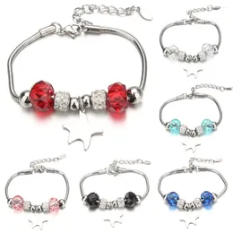 Charm Bracelets Stainless Steel Bracelet & Bangles Starfish Crystal Beads Fit Women Girl Friendship Gift Jewelry Drop