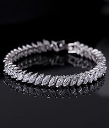 SilverGold Crystal Wedding Jewellery Bangles Bracelets for Women Costume Jewellery Cubic Zirconia Diamond Bridal Chain Bracelet8821559