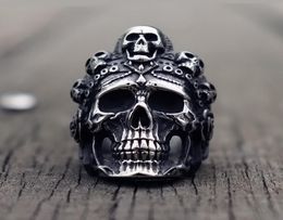 Cool Santa Muerte Death Skull Ring Unique Mens Stainless Steel Rings Punk Rock Biker Jewelry Gift for Him4638040