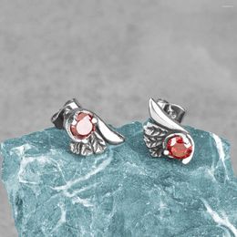 Stud Earrings Punk Stainless Steel Angel Wing For Men And Women Vintage Fashion Teen Hip Hop Jewelry Rock Personalized