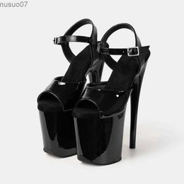 Dress Shoes LAIJIANJINXIA New Fashion Sexy Pole Dancing Shoes Summer 20 Cm PVC Women Sandals Thin High Heels Buckle Strap Size 34-46L2402