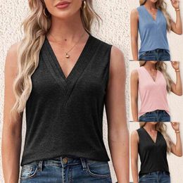 Women's Tanks Women Casual V Neck Tank Top 2024 Fashion Summer Dressy Sleeveless Loose Shirt Soft Comfortable Vest Female & Camis