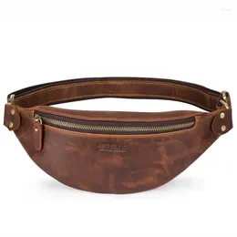 Waist Bags Crazy Horse Leather Packs Travel Fanny Pack For Men Bag Male Belt Multifunction Chest