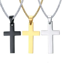 Mens Stainless Steel Cross Pendant Necklaces Men s Religion Faith crucifix Charm Titanium steel chain For women Fashion Jewelry Gift 2024224