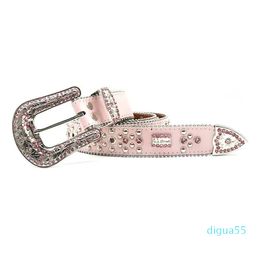 Bling studded crystal fashion diamond simon belt Casual woman Leather designer for man lady belts Mens Width 3.8cm rock rhinestone buckle punk Belts