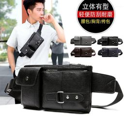 Waist Bags Men's Shoulder Bag Sling Chest Pu Leather USB Charging Sports Messenger Men 2021 Mini Waist13041