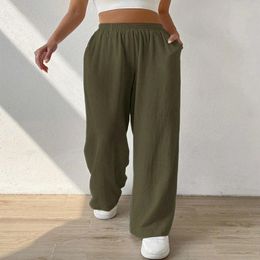 Women's Pants Women Trousers Clothing Elastic Belt Wash Wrinkled Bottoms Casual Female Loose Ladies Pantalones De Mujer