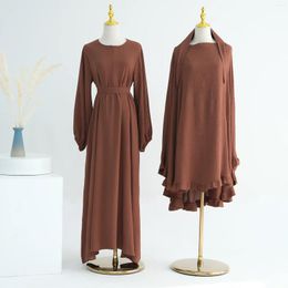 Ethnic Clothing 2024 Ramadan Prayer Dress And Khimar Sets For Muslim Women Dubai Abaya Female Modest Dresses 2 Piece Islam