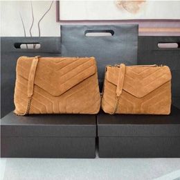 Shoulder Bags Top Quality LouLou Totes Crossbody Brown Suede Denim Blue Lady Chain Purses Designer Handbags Women Envelope Messeng2751