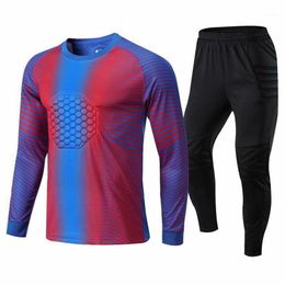 Men's Tracksuits Protection Doorkeeper Tracksuit Kids Adult Long Sleeves Goalkeeper Soccer Jersey Set Children Men Goalie Uni2109