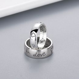 Women Girl Flower Bird Pattern Ring with Stamp Blind for Love Letter Ring Gift for Love Couple High Quality Jewelry298W