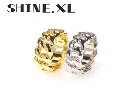 New Men Rings Gold Colour Top Quality Bling Bling Iced Out CZ Hip Hop Punk Ring Cuban Link Chain5721237