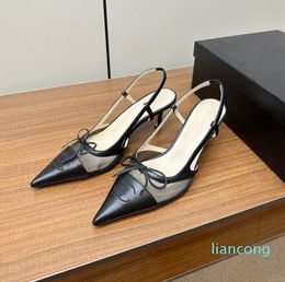 2024 Fashion slingback Classic Kitten heel Designer Women High Quality Single Shoes Big size