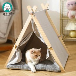 Mats Summer Wooden Stick Tent, Dog's Nest, Pet's Nest, Tent, Cool Cat and Dog's House, Mosquito and Insect Proof Dog Bed, Tent, Nest