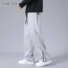 Autumn Micro Flared Pants Sweatpants Baggy Joggers Cotton Korean Neutral Loose Outdoor Personality Design Jogger Trousers 240220