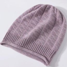 Berets Pure Cashmere Knitted Wool Hat Winter For Men And Women Universal Warmth Protection Ear Cold Large Head