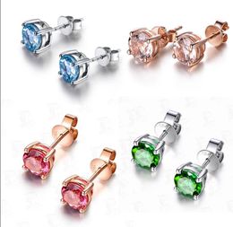 Stud 18K Gold Hip Hop Iced Out Cz Zirconia Round Stud Earrings 0.4 0.6 0.8Cm For Men And Women Diamond Studs Rock Rapper Jewe Bdedome