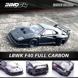 Diecast Model Cars PreSale INNO 1 64 LBWK F40 Full Carbon Diecast Diorama Car Model Collection Miniature Toys