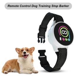 Leashes Anti Bark Collar Waterproof Anti Barking Training Collar Large LED Screen Adjustable Sensitivity Vibration Shock Modes for Dogs