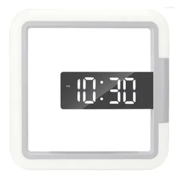 Wall Clocks 3D LED Digital Clock Alarm Mirror Hollow Watch Table 7 Colors Temperature Nightlight For Home Living Room