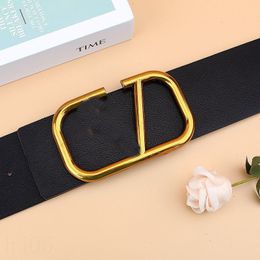 Birthday present luxury belt exquisite women belts about 7cm width large buckle cintura plated gold with letters pattern designer belt men soft YD021 B4