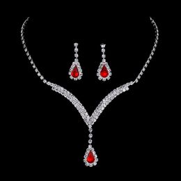 Crystal Bridal Party Prom Jewellery Set silver plated necklace diamond earrings Wedding Jewellery sets for bride Bridesmaids women Bridal Accessories