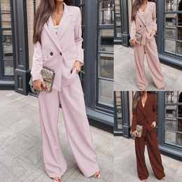 Sleek and Chic Women's Professional Suit Set in Solid Colors Coffee Pink Apricot Ideal for Office and Casual Wear AST280488