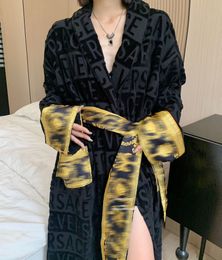 women bathrobe nightgown cut velvet men and women couples long hotel bathrobe fashion brand pure cotton bathrobe pajamas