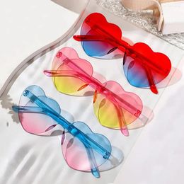 Sunglasses Colourful Gradient Lenses Heart-shaped For Women Funny Beach Pool Party Eyewear Love Heart Sun Glasses Shades 2024