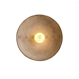 Wall Lamp Japanese Retro Wood Grain Lamps For Bedside Study Dining Room Corridor Round Indoor Deco G4 Sconce Light Fixtures 110V 220V