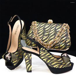 Dress Shoes Mature Sweet Spot Goods Sandals High Quality Slingbacks Matching HandalBag Set For Nigerian Party Women