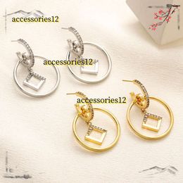 Stud Luxury Designer Earrings Ear Stud Women 18k Gold-plated Silver Copper 2024 Round Crystal Rhinestone Brand Letter F Earring Wedding Jewellery Christmas Gift