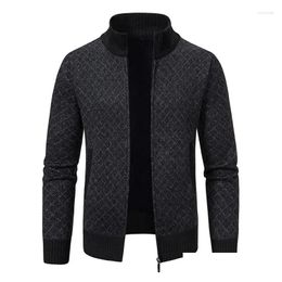 Men'S Sweaters Mens Autumn Winter Jackets Men Cardigan Knitted Sweatercoat Fashion Plaid Stand Collar Casual Knit Outerwear Coat Man Otazd