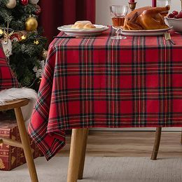 Christmas Plaid Tablecloth Festive Chequered Table Cover Xmas Party Dinner Washable Reusable Table Cloth Desktop Decoration 240219