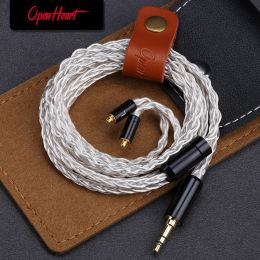 Accessories OPENHEART 8 Core Silver Plated Copper Replace Earphone Cable 3.5mm/2.5mm/4.4mm MMCX/0.78 2Pin/QDC Balance Upgrade Cable