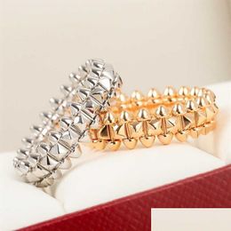 Cluster Rings Top Brand Pure 925 Sterling Sier Jewellery Women Men Punk Rings Rock Hip-Hop Lozenge Engagement Geometric Rings2440 Drop Dh1Kx