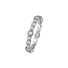 Cluster Rings S925 Sterling Silver Ring Women's Versatile Full Diamond Single Row Closed Index Finger Jewellery