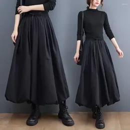 Skirts A-line Skirt Women's High Waist Maxi With Pockets Thick Warm Woolen Fashionable Winter Female Long Elegant