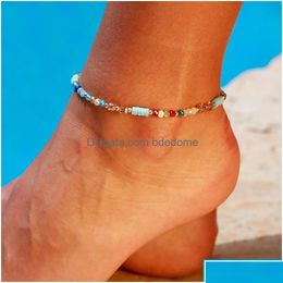 Anklets Anklets Fashion Personalised Contrast Colour Bead For Women Sandals Foot Anklet Bracelet Bohemia Summer Beach Charm Jewellery Dro Dh7Wu