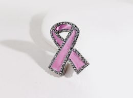Large Flat rhinestone Pink Ribbon Breast Cancer Awareness Lapel Pin2533629