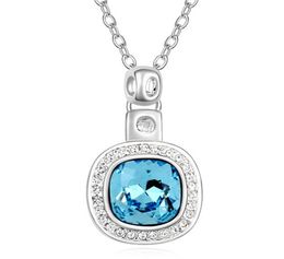 High Quality Square Pendant Necklace Crystal from rovski Elements Women Jewelry White Gold Plated Accessories 173144544507