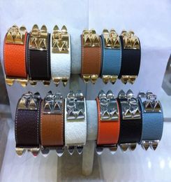 New arrival Top quality 316L Titanum steel bracelet with genuine leather in many Colours Women and man in length 22cm width 38cm b8248843