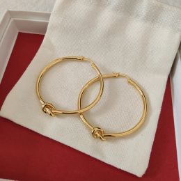Hot Brands Famous Designer 18K Gold Plated Large Round Knot Earrings Women Top Quality Luxury Jewellery Charm Model Runway