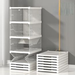 Foldable Integrated Shoe Box Organizer and Storage Boxes Cabinet Transparent Visible Installation Free Rack Home Garden 240220