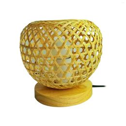 Table Lamps Woven Lamp Creative Rustic Tabletop Light For Dorm Dining Room Bedroom